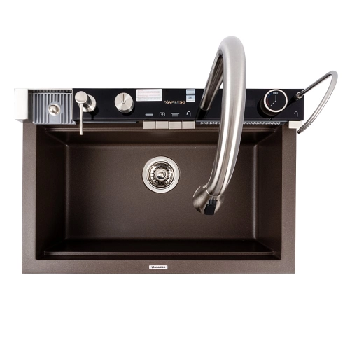 Granite sink VALESO 6846 IRENA, matte, dark rock - Фото № 3