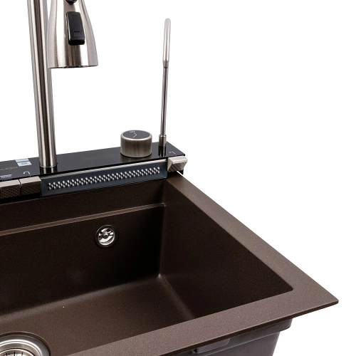 Granite sink VALESO 6846 IRENA, matte, dark rock - Фото № 4