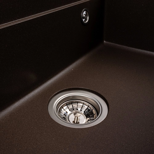 Granite sink VALESO 6846 IRENA, matte, dark rock - Фото № 6
