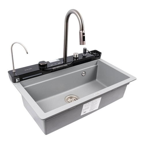 Granite sink VALESO 7546 EVANORA, matte, metallic gray - Фото № 2