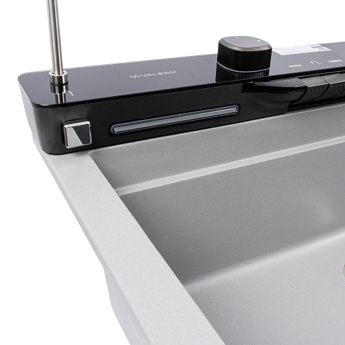 Granite sink VALESO 7546 EVANORA, matte, metallic gray - Фото № 5