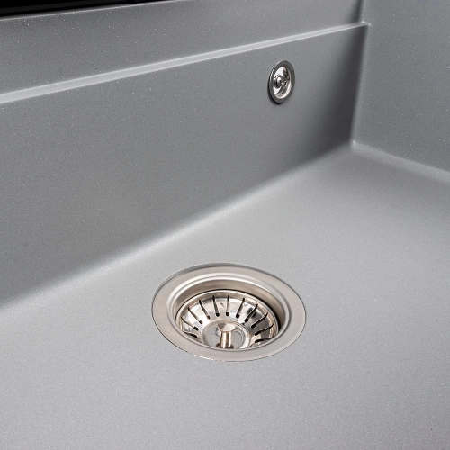 Granite sink VALESO 7546 EVANORA, matte, metallic gray - Фото № 6