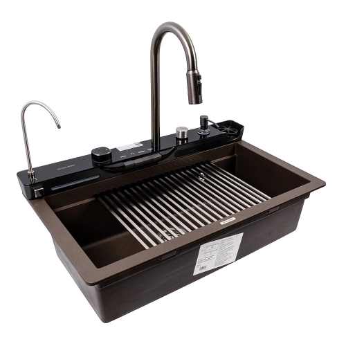 Granite sink VALESO 7546 EVANORA, matte, dark rock - Фото № 3
