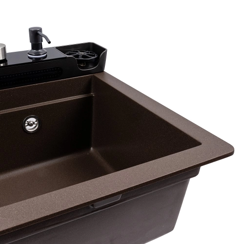 Granite sink VALESO 7546 EVANORA, matte, dark rock - Фото № 4