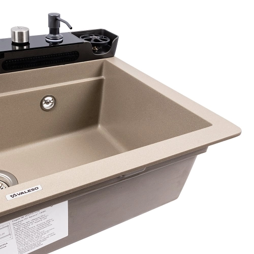 Granite sink VALESO 7546 EVANORA, matte, titanium - Фото № 4