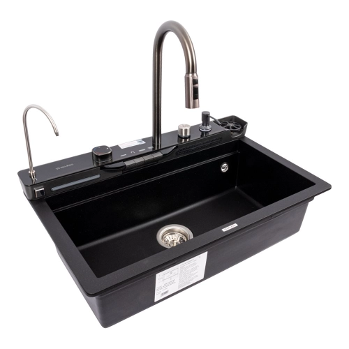 Granite sink VALESO 7546 EVANORA, matte, black metallic