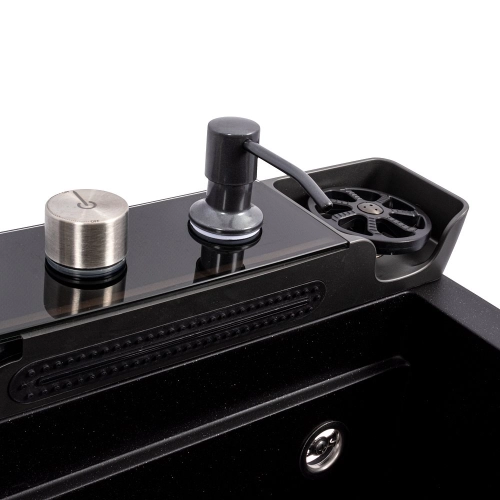 Granite sink VALESO 7546 EVANORA, matte, black metallic - Фото № 6