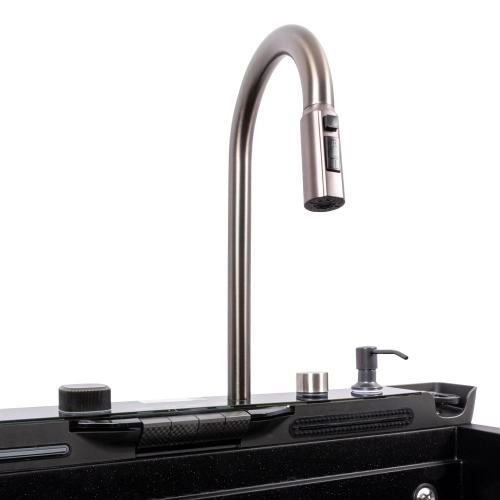 Granite sink VALESO 7546 EVANORA, matte, black metallic - Фото № 7