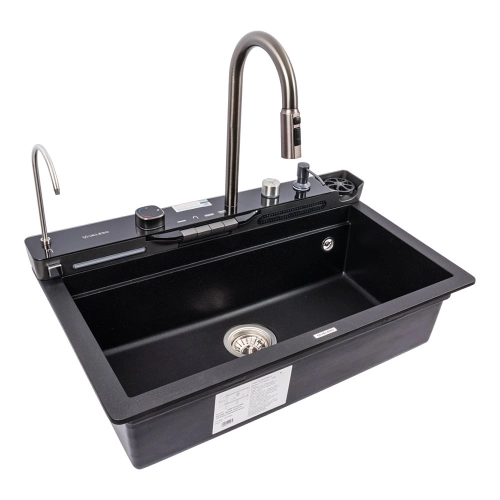 Granite sink VALESO 7546 EVANORA, matte, black metallic - Фото № 10