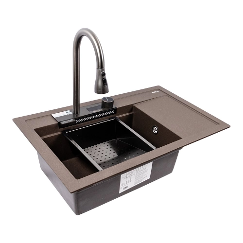 Granite sink VALESO ATRUM 7950 matte Dark rock - Фото № 1