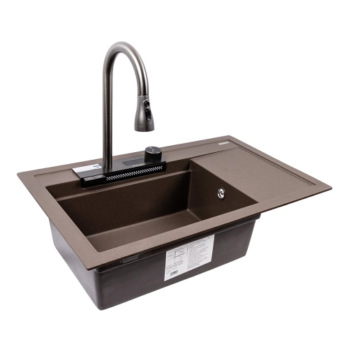 Granite sink VALESO ATRUM 7950 matte Dark rock - Фото № 2