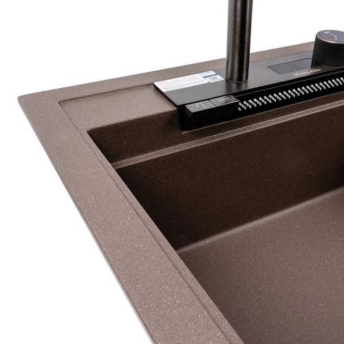Granite sink VALESO ATRUM 7950 matte Dark rock - Фото № 5