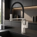 Flexible kitchen faucet BR14B VALESO with holder (black spout, brush body) - Фото №1