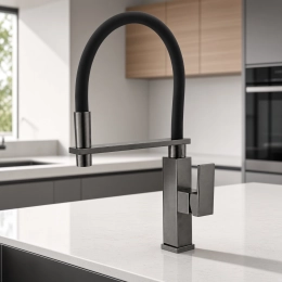 Flexible kitchen mixer BR16G VALESO with holder (black spout, black PVD body)