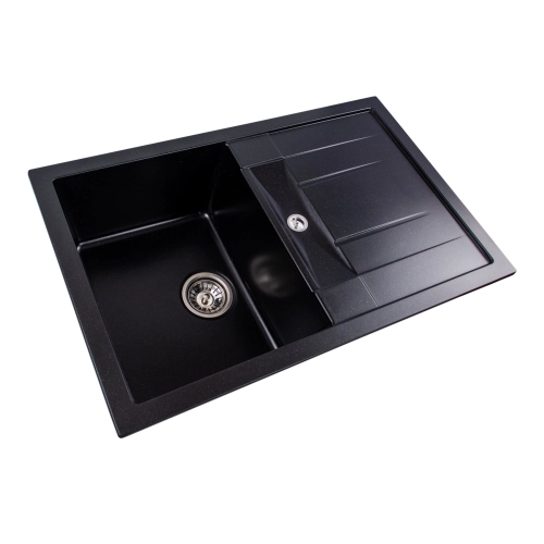 Granite sink VALESO 7850 TROYA matte, black metallic - Фото № 2