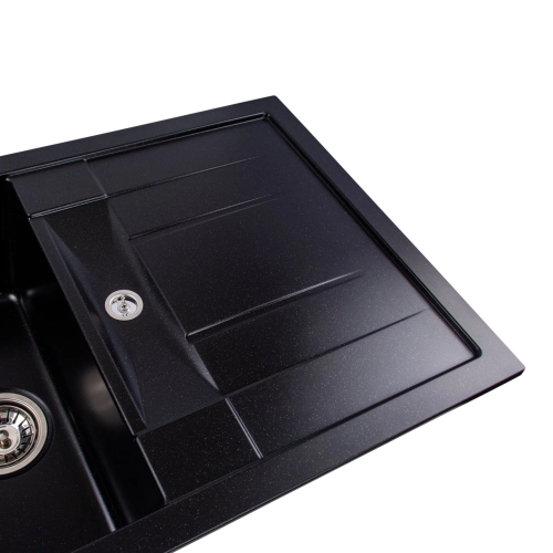 Granite sink VALESO 7850 TROYA matte, black metallic - Фото № 3
