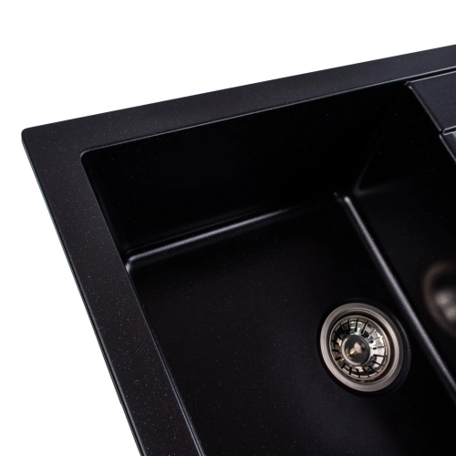 Granite sink VALESO 7850 TROYA matte, black metallic - Фото № 4