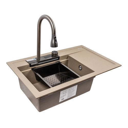 Granite sink VALESO ATRUM 7950 matte Titanium - Фото № 1