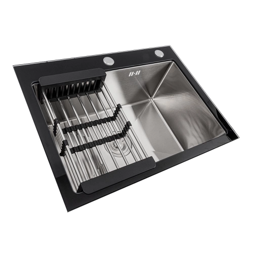 Kitchen sink 60*45 glass BLACK GLASS VALESO Handmade - Фото № 1