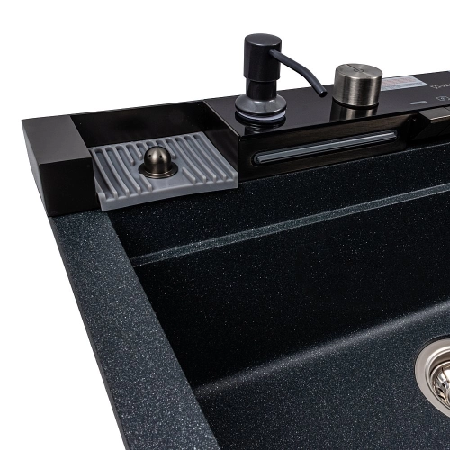 Granite sink VALESO 6846 IRENA, matte, anthracite - Фото № 5