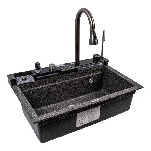 Granite sink VALESO 6846 IRENA, matte, graphite - Фото № 5