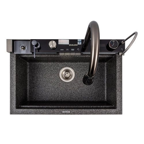 Granite sink VALESO 6846 IRENA, matte, graphite - Фото № 6