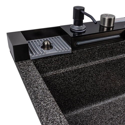 Granite sink VALESO 6846 IRENA, matte, graphite - Фото № 8