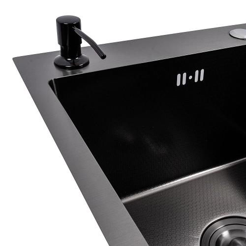 Kitchen sink CM 65*50 L PVD black VALESO Handmade DÉCOR 3.0/1.0 - Фото № 3