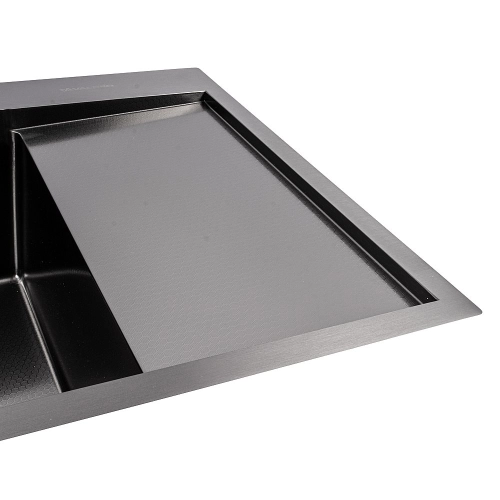 Kitchen sink CM 65*50 L PVD black VALESO Handmade DÉCOR 3.0/1.0 - Фото № 2