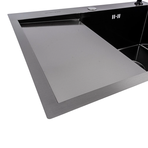 Kitchen sink CM 65*50 R PVD black VALESO Handmade DÉCOR 3.0/1.0 - Фото № 3