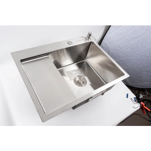 Kitchen sink CM 65*50 R DÉCOR stainless steel VALESO Handmade 3.0/1.0 - Фото № 1