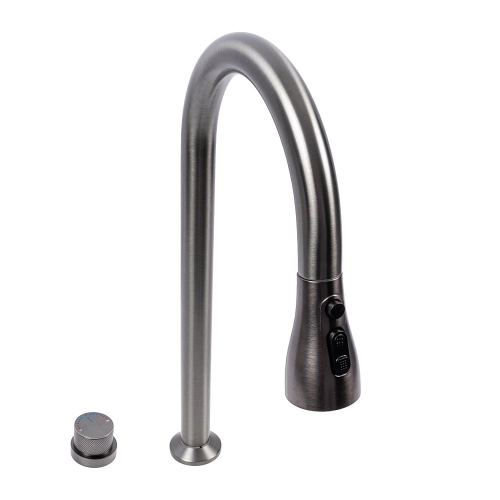 Kitchen faucet PVD black VALESO (single lever, with cartridge switch) - Фото № 2