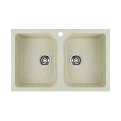 Гранитная мойка для кухни Platinum 7648W TWIN глянец Песок