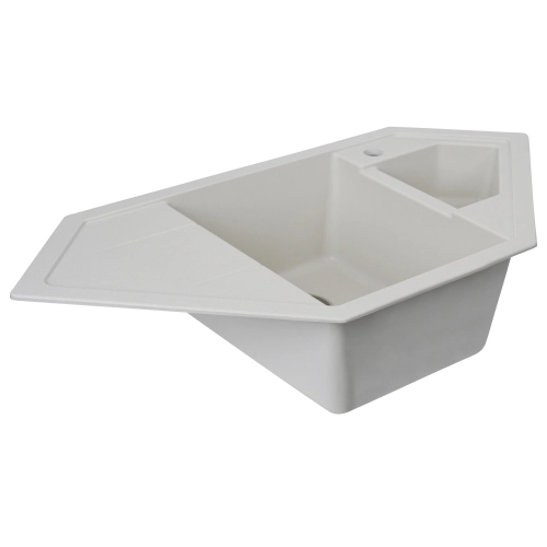 Granite sink for kitchen Platinum 9950 PANDORA opaque White - Фото № 2