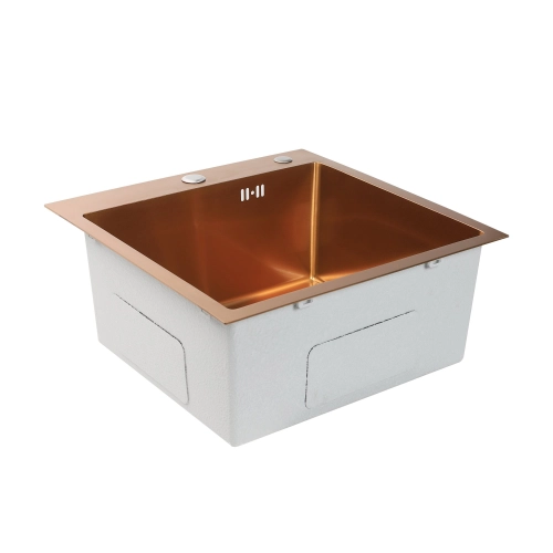Кухонная мойка Platinum Handmade PVD медь 500x500x220 (3,0/1,5 мм + дозатор в комплекте) - Фото № 6