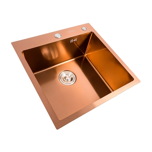 Кухонная мойка Platinum Handmade PVD медь 500x500x220 (3,0/1,5 мм + дозатор в комплекте) - Фото № 1