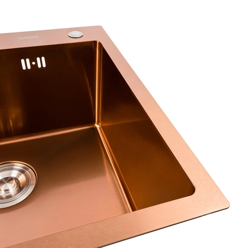 Кухонная мойка Platinum Handmade PVD медь 500x500x220 (3,0/1,5 мм + дозатор в комплекте) - Фото № 3