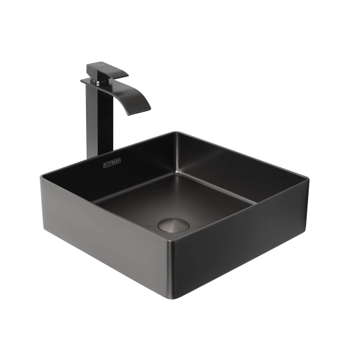 Умывальник Platinum Handmade PVD черный 400x400 мм - Фото № 2